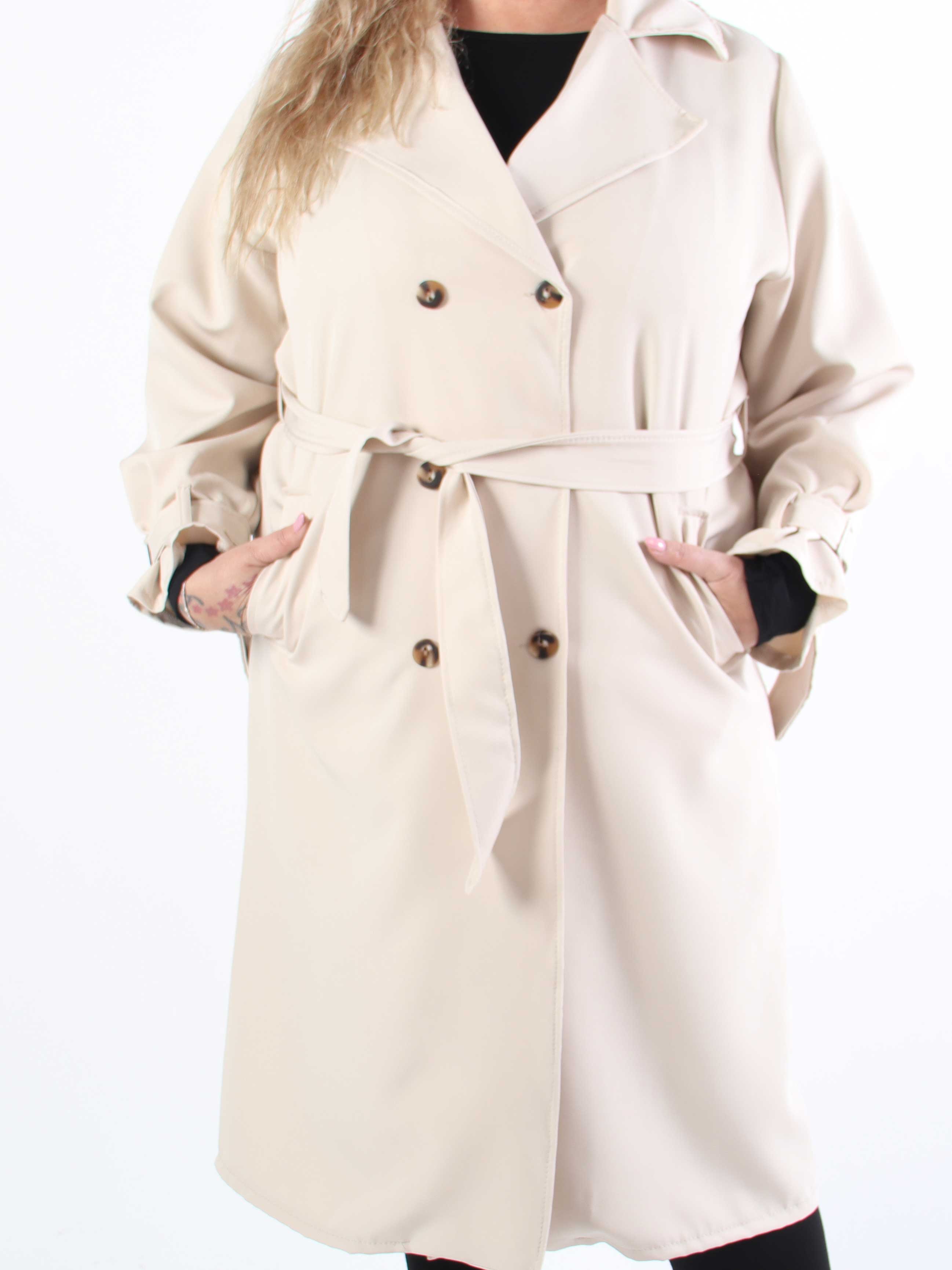 Sharpay - Lätt trenchcoat i plusstorlek med knytband